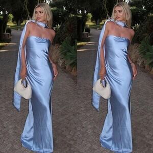 NWT NEW Misha Lilia Sash Neck Maxi Dress in Cerulean Blue